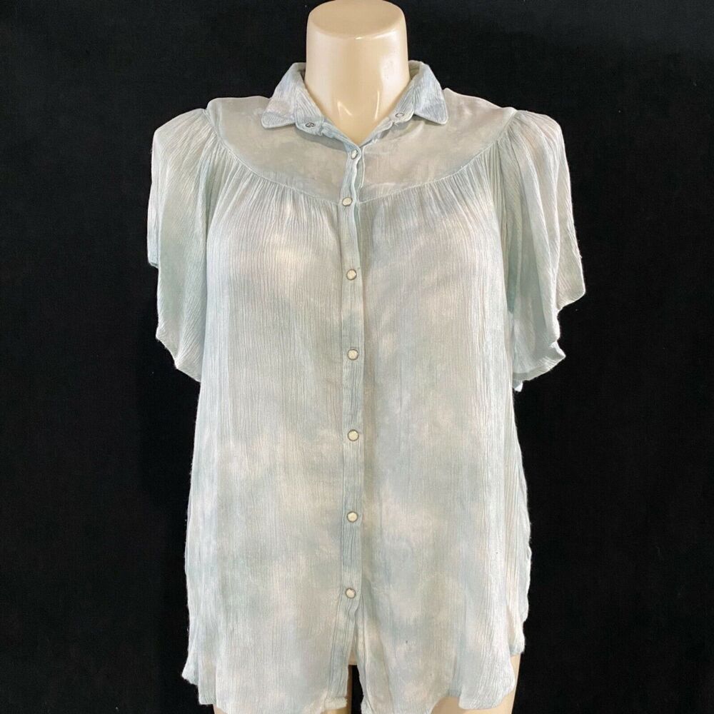 ECOTE Tunic M Seafoam‎ Green Flutter Sleeves No stretch Not Lined Casual Top